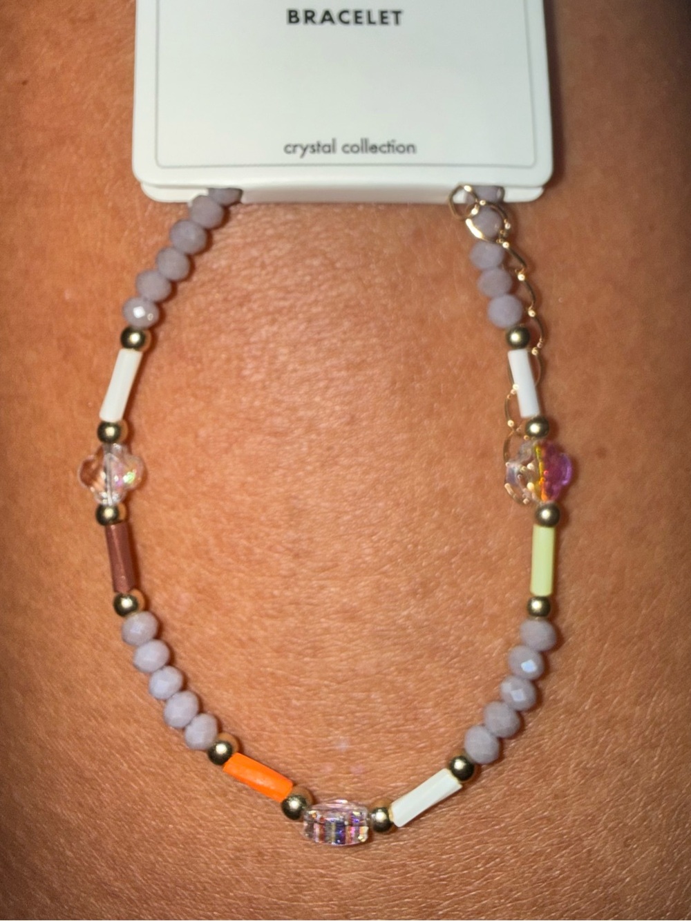 Lavender Beaded Adjustable Bracelet - Multi-Color Accent